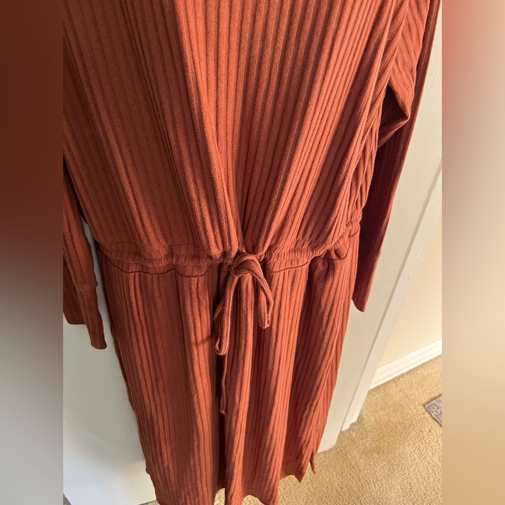 AnyBody Rust Long Sleeve cowl neck Ribbed Dress-Size XL - Picture 3 of 16